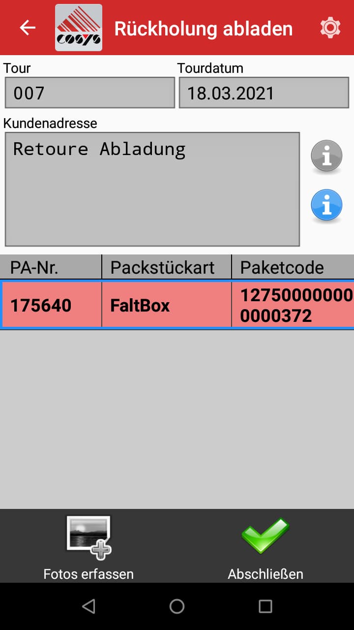 TMS Software Tourenübersicht