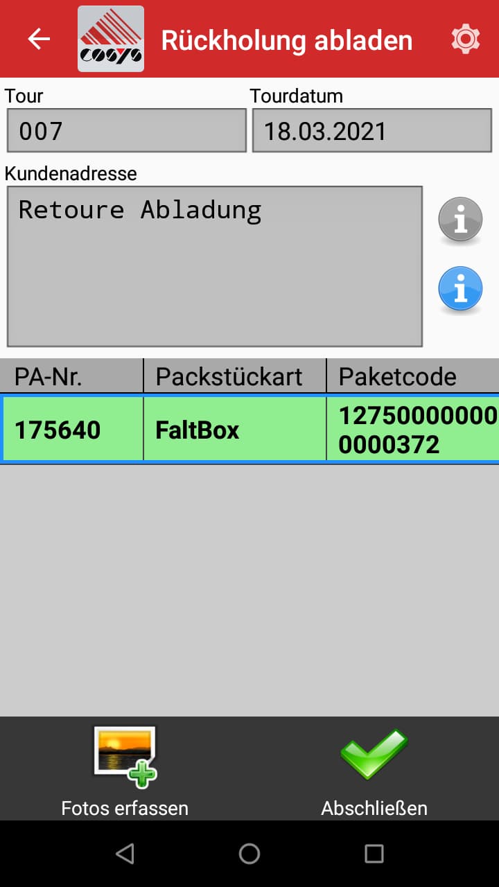 TMS Software Tourenübersicht