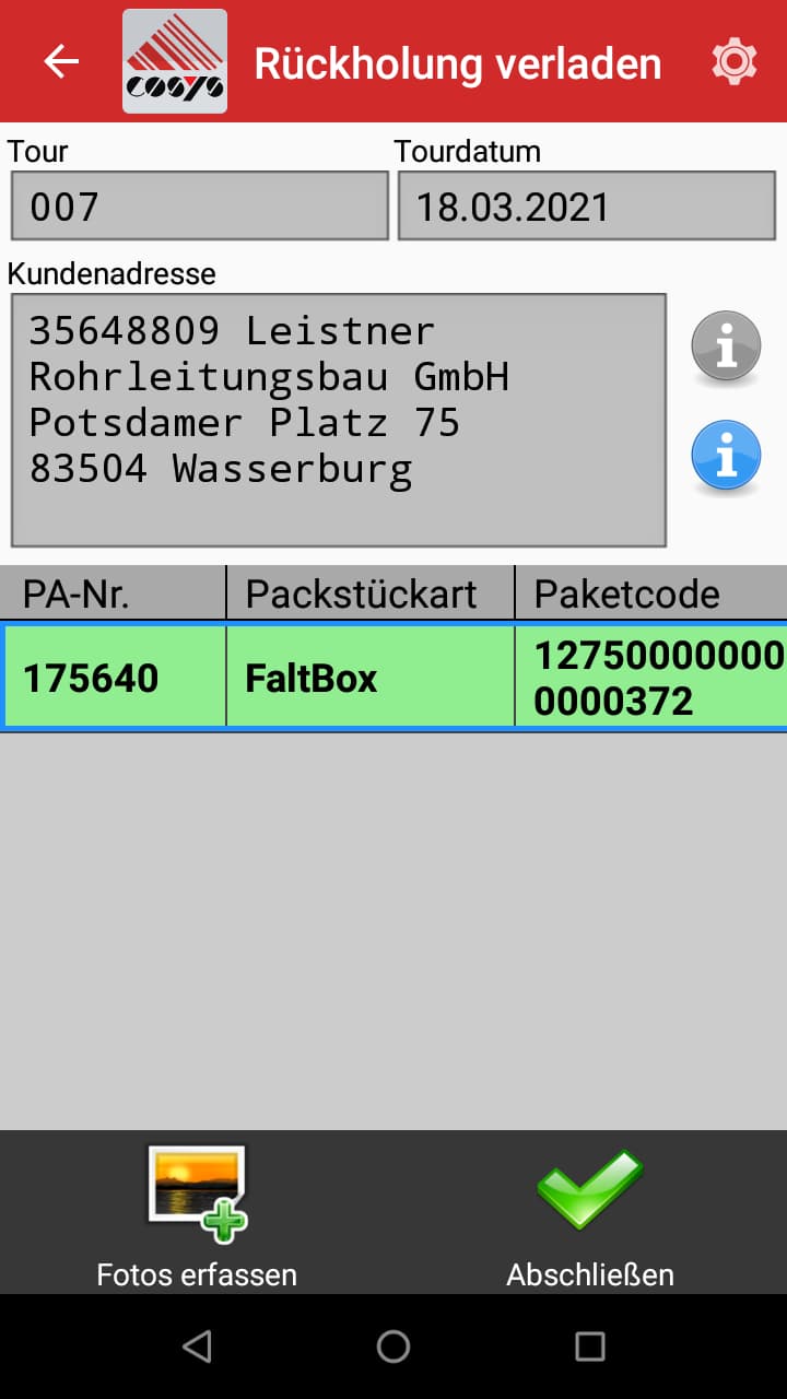 TMS Software Tourenübersicht