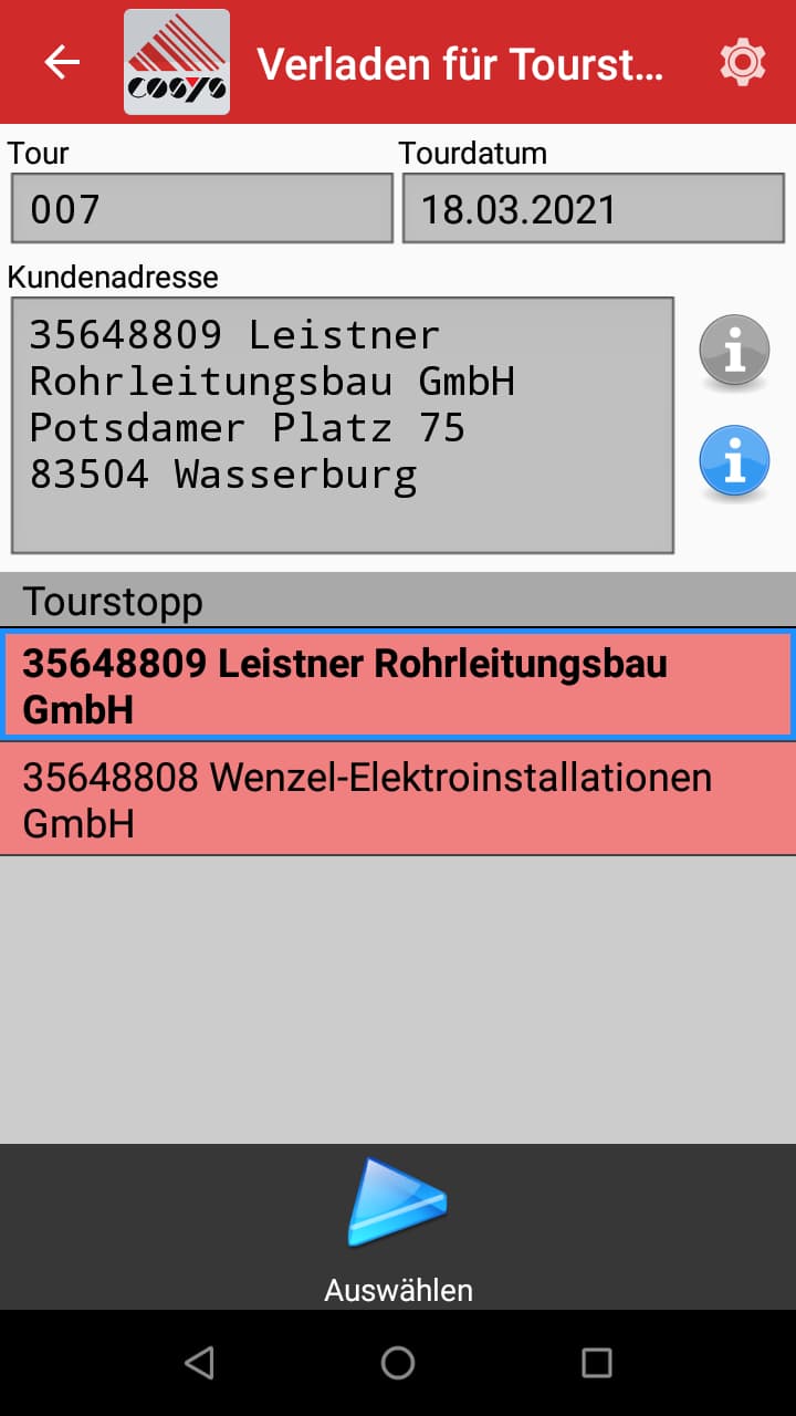 TMS Software Tourenübersicht