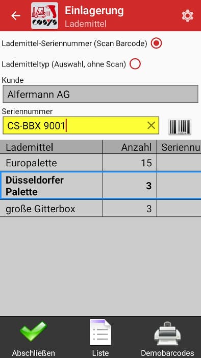 eigenständige Lademittelverwaltung