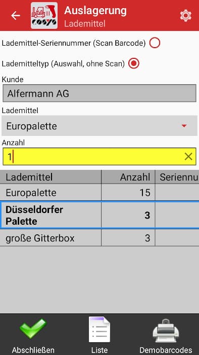 eigenständige Lademittelverwaltung