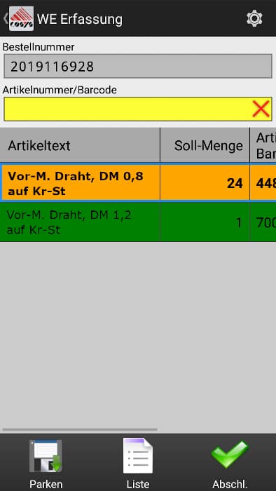 Lager – Wareneingang