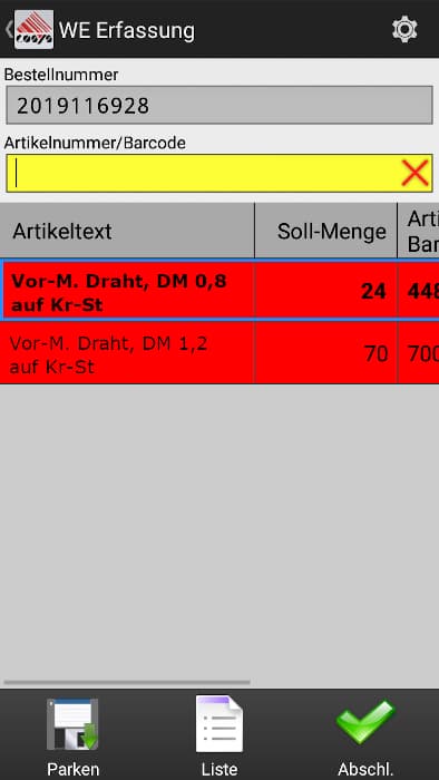 Lager – Wareneingang
