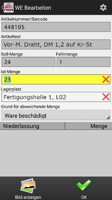 Lager – Wareneingang