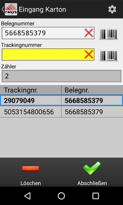Eingang Arrival Tabak Track and Trace