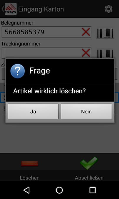 Eingang Arrival Tabak Track and Trace