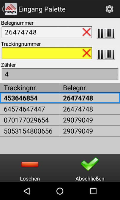 Eingang Arrival Tabak Track and Trace
