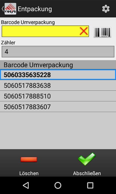Entpackung Disaggregation Tabak Track and Trace