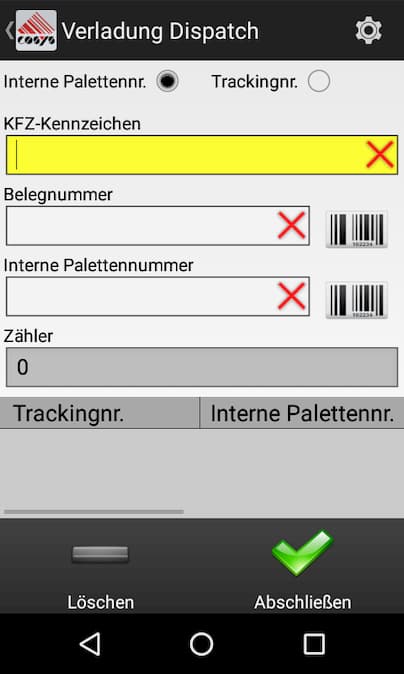 Ausgang Dispatch Tabak Track and Trace