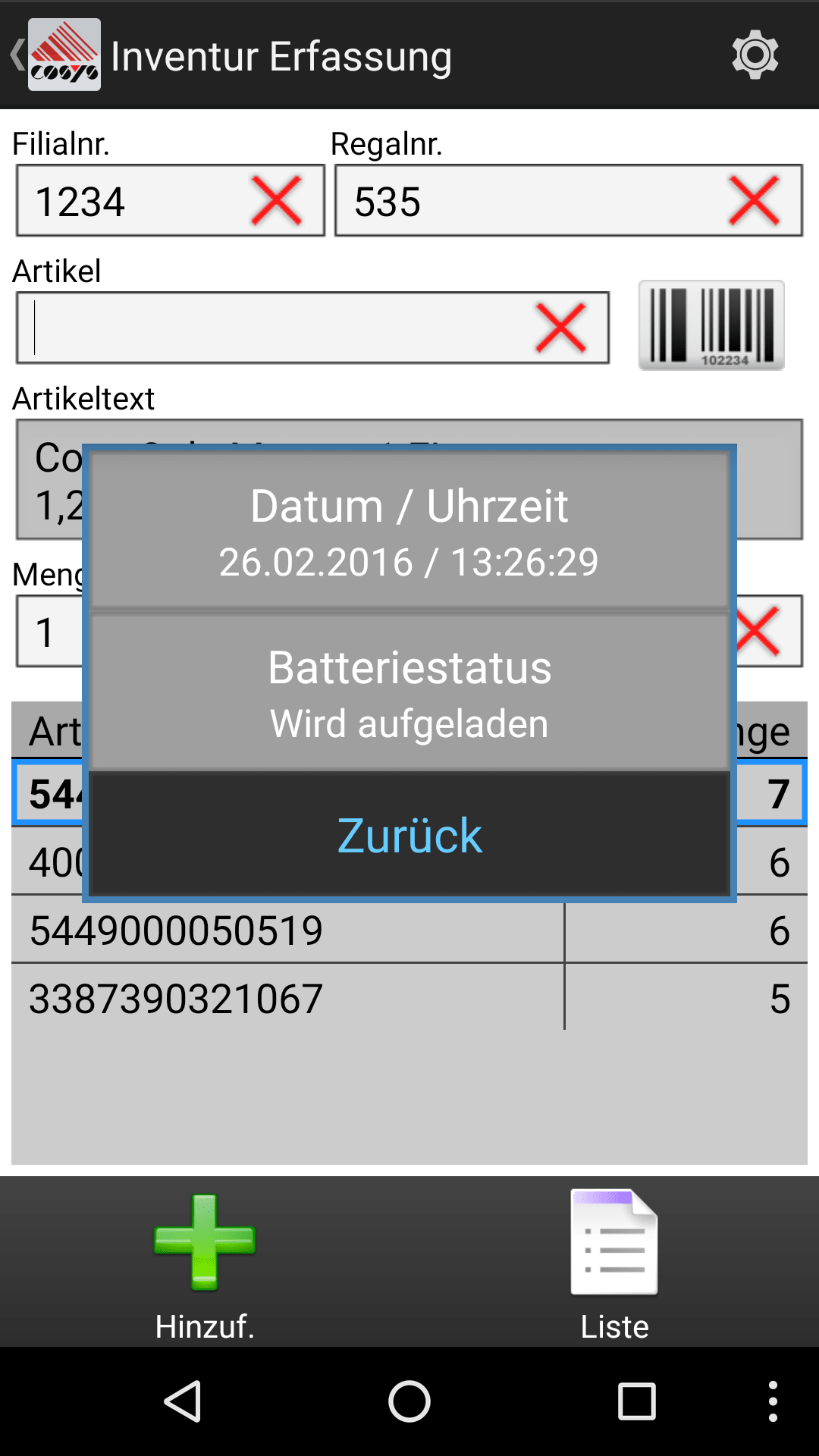 Inventur mit COSYS Mobile Sales Inventur