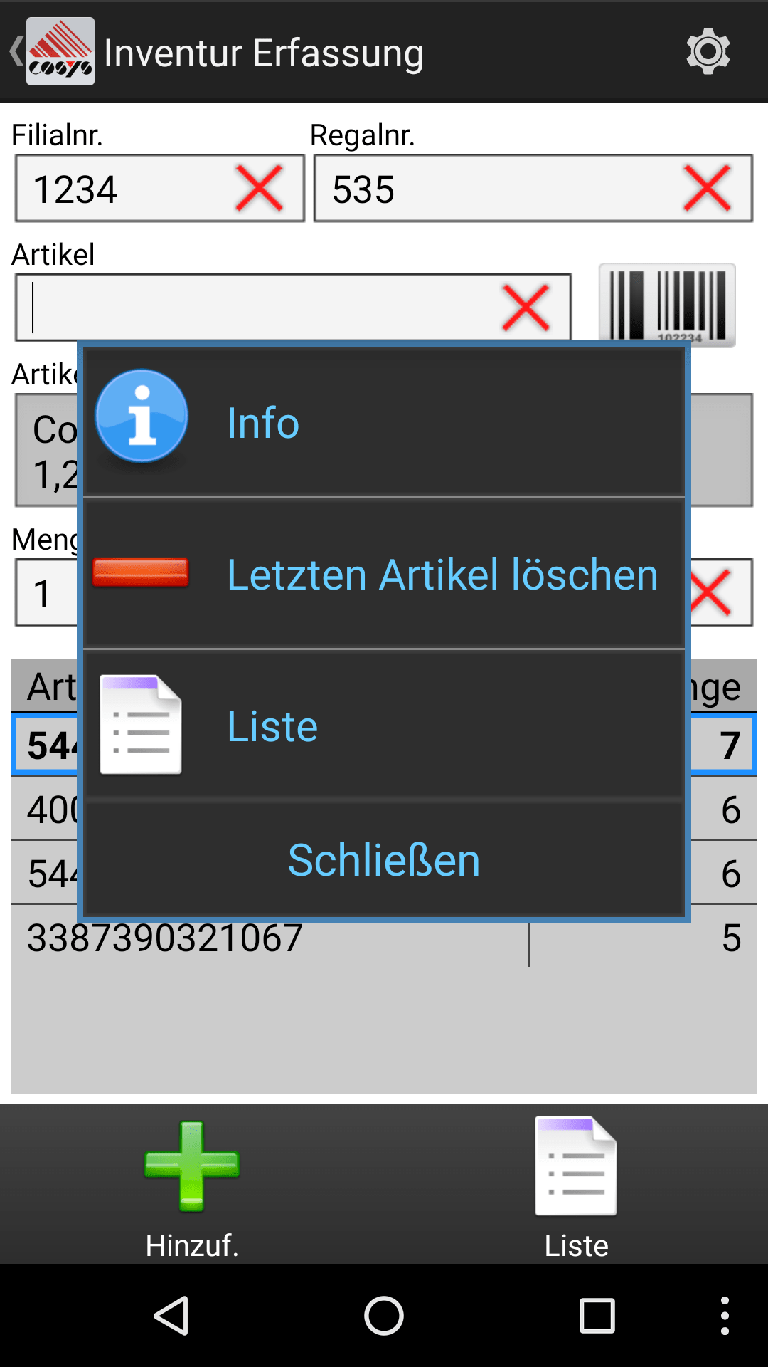 Inventur mit COSYS Mobile Sales Inventur