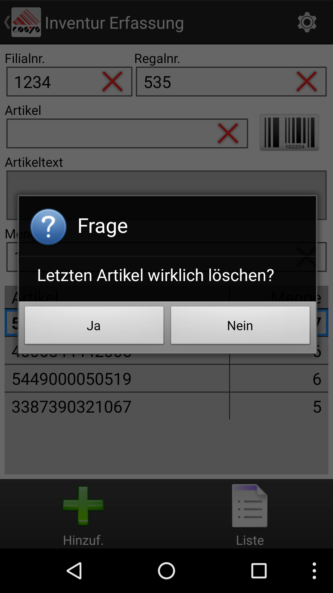 Inventur mit COSYS Mobile Sales Inventur