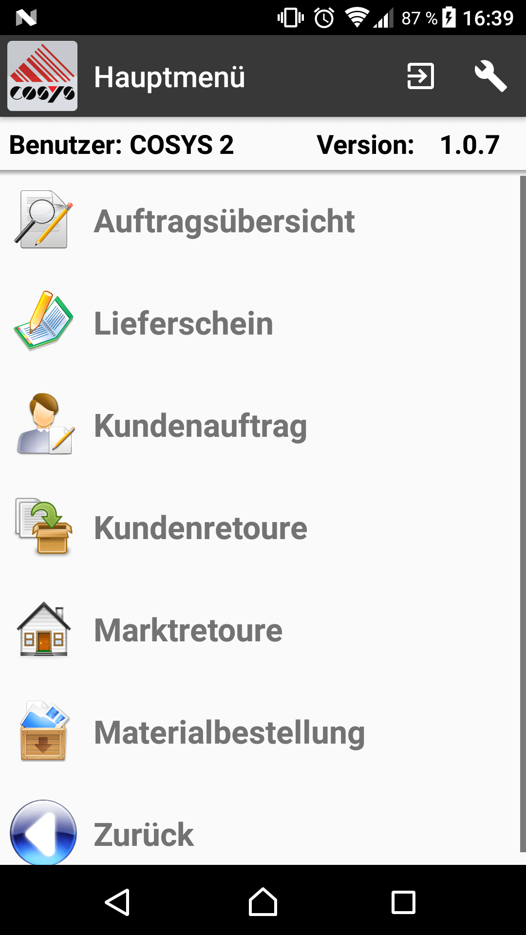 COSYS Mobile Sales - Auftragsarten COSYS Mobile Sales - Auftragarten
