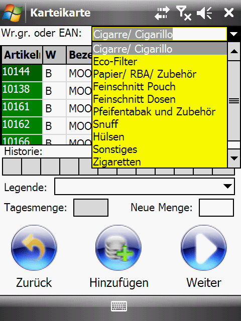 Regalbestückung