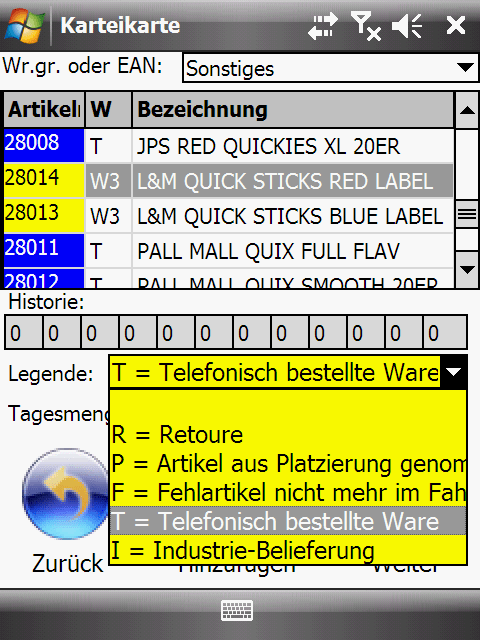 Regalbestückung