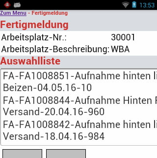 Fertigmeldung Fertigungsauftrag