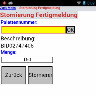 Fertigungsauftrag Stornierung Fertigmeldung