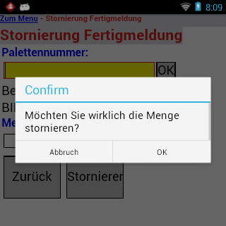 Fertigungsauftrag Stornierung Fertigmeldung