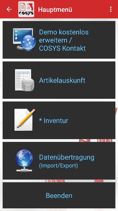 COSYS Inventory App Kostenlose Demo