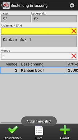 Kanban Bestellung