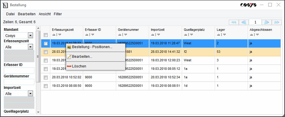 Kanban Bestellung Verwaltung COSYS WebDesk