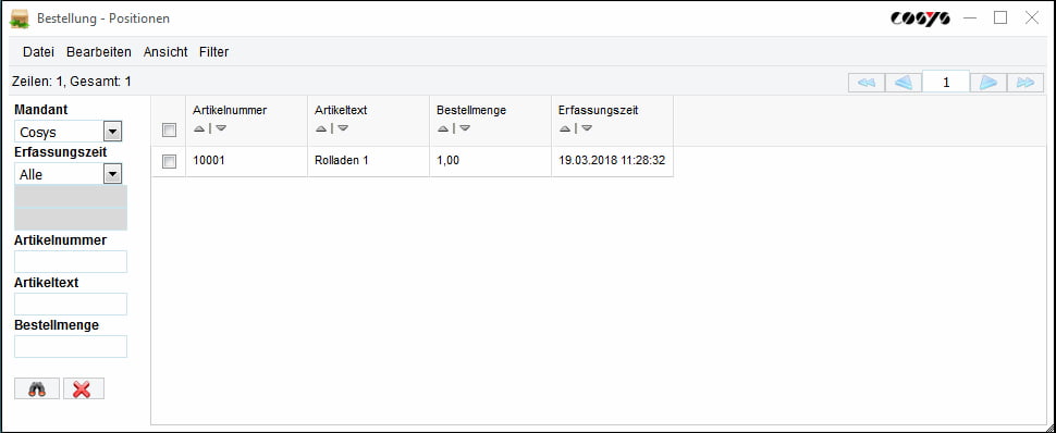 Kanban Bestellung Verwaltung COSYS WebDesk