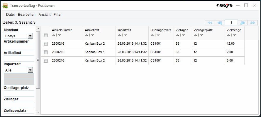 Kanban Bestellung Verwaltung COSYS WebDesk