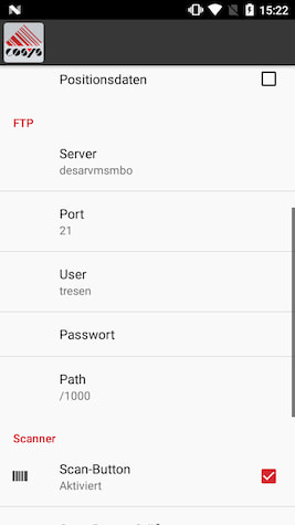 Kundenbestellung Einstellungen Datenübertragung 