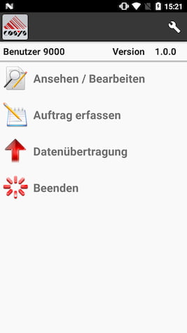 Kundenbestellung Hauptmenü 