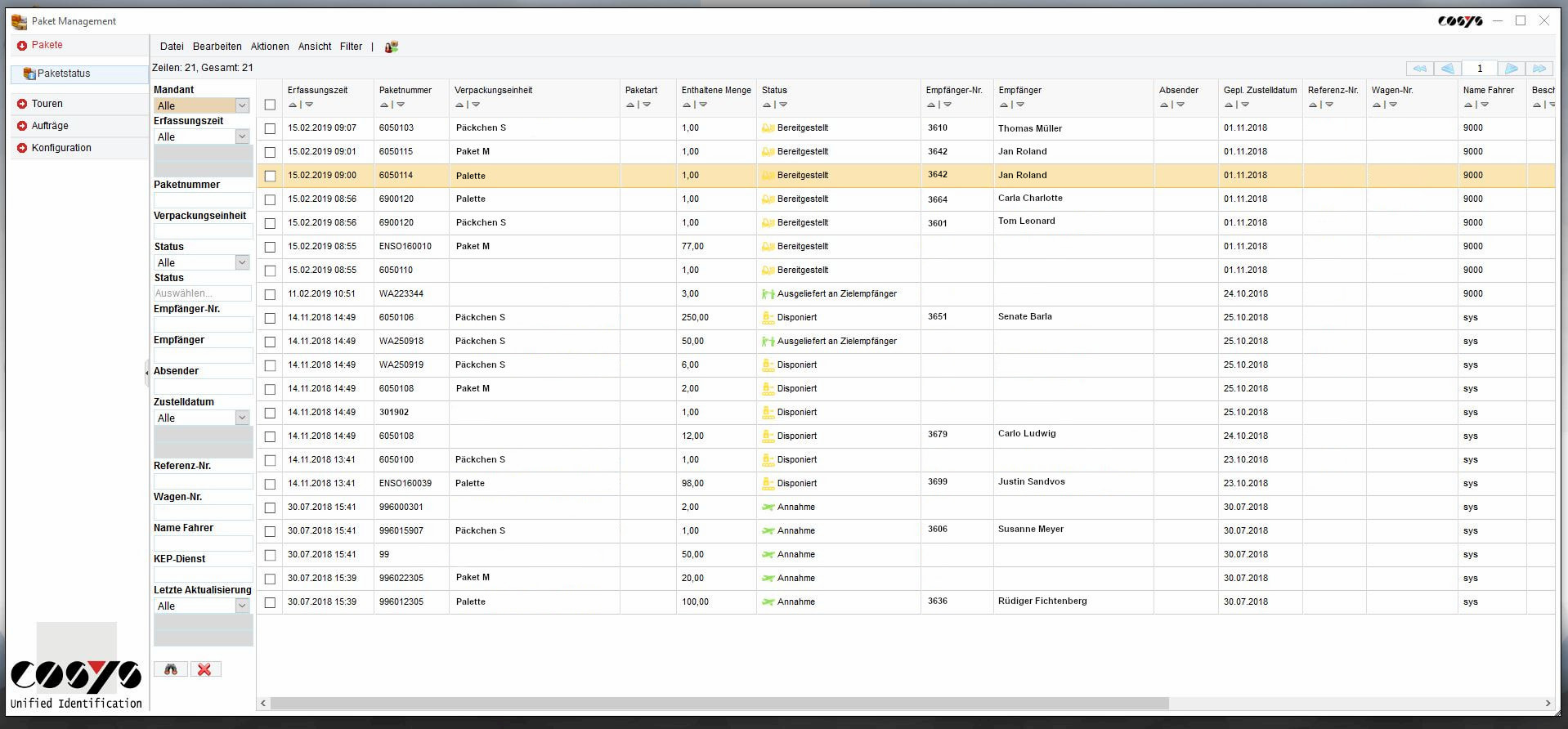 Ablieferscannung Reverse / Abholung von Kunden
