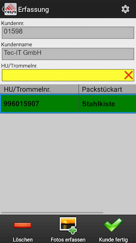 Ablieferscannung Reverse / Abholung von Kunden