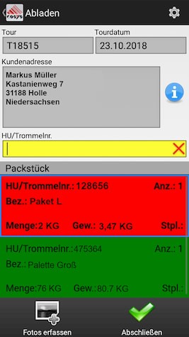 Ablieferscannung Reverse / Abholung von Kunden