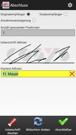 Ablieferscannung Reverse / Abholung von Kunden