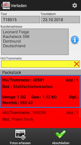 Ablieferscannung Reverse / Abholung von Kunden