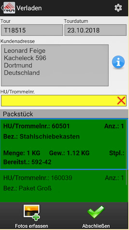 Ablieferscannung Reverse / Abholung von Kunden