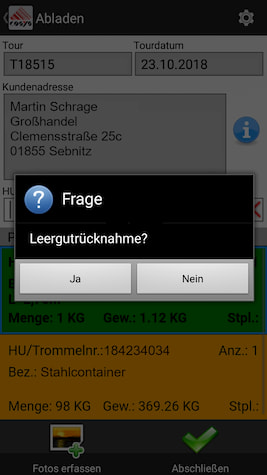 Ablieferscannung Reverse / Abholung von Kunden