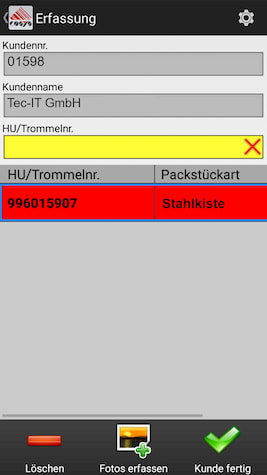 Ablieferscannung Reverse / Abholung von Kunden