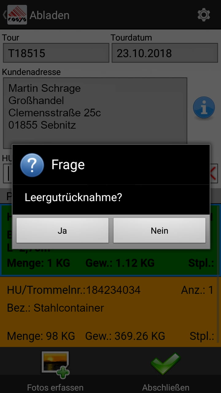 Lademittelverwaltung Ablieferscannung Mobile Datenerfassung