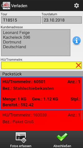 Verladung Ablieferscannung Mobile Datenerfassung