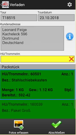 Verladung Ablieferscannung Mobile Datenerfassung