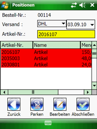 Kommissionierung Artikelübersicht Windows Mobile / CE Software von COSYS
