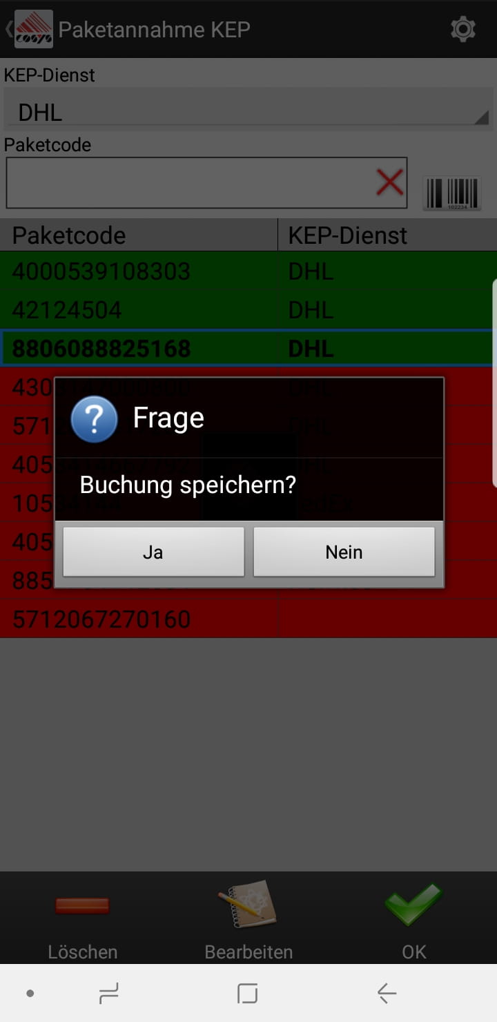 Wareneingang Artikelübersicht Android Software von COSYS