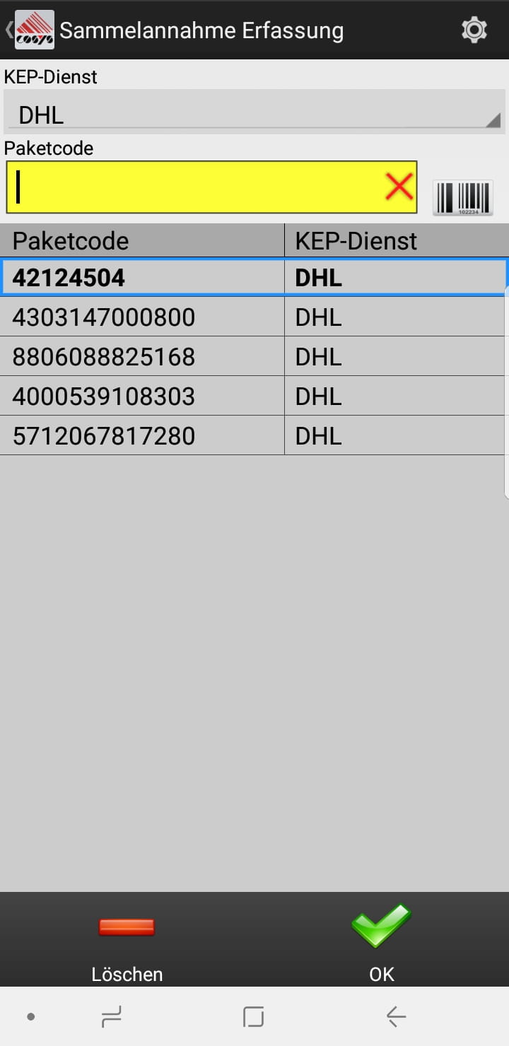 Wareneingang Artikelübersicht Android Software von COSYS