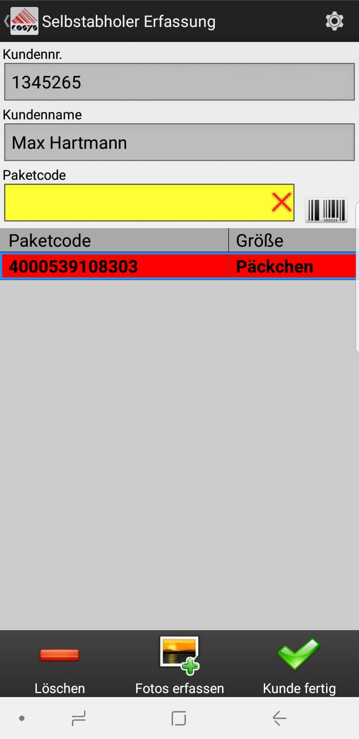 Wareneingang Artikelübersicht Android Software von COSYS