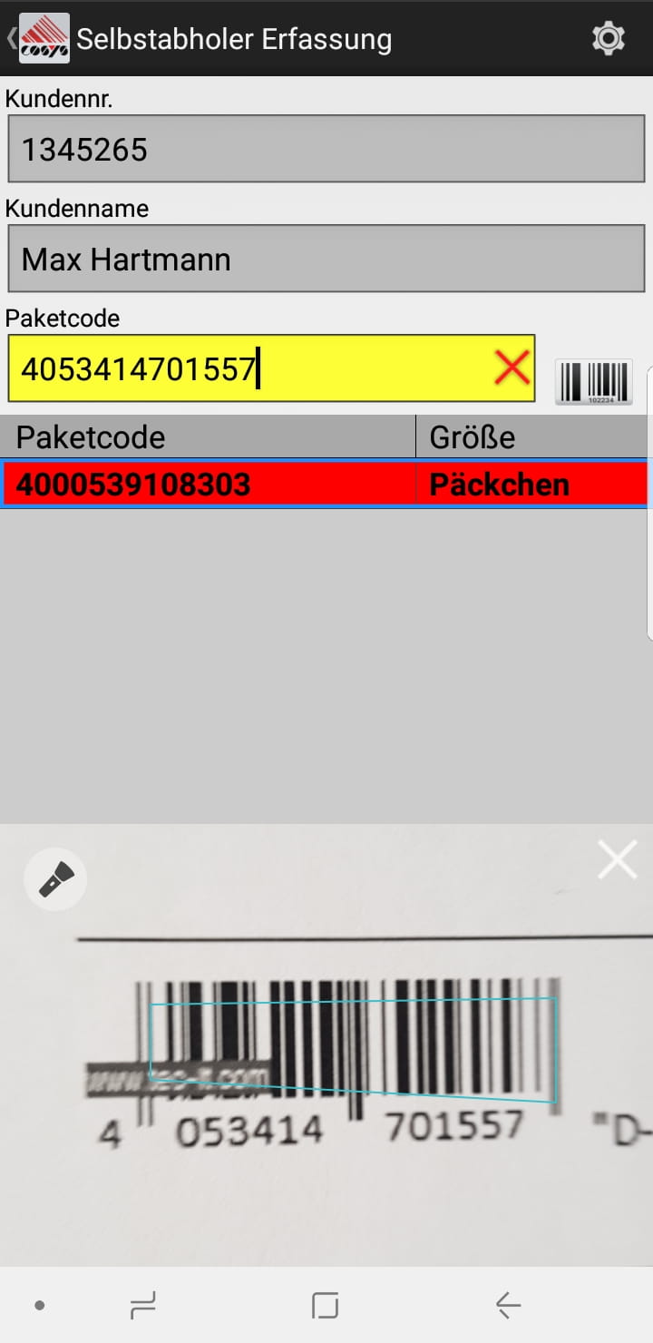 Wareneingang Artikelübersicht Android Software von COSYS