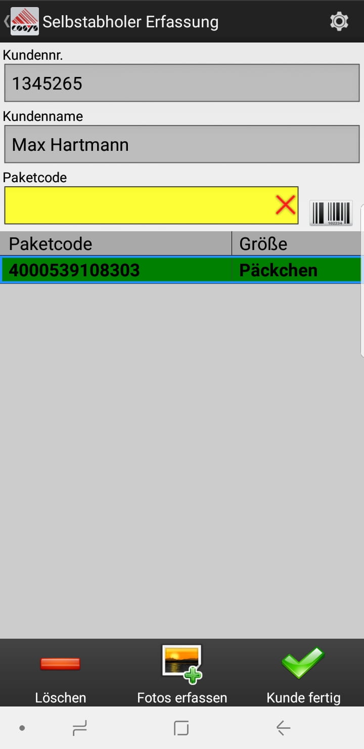 Wareneingang Artikelübersicht Android Software von COSYS