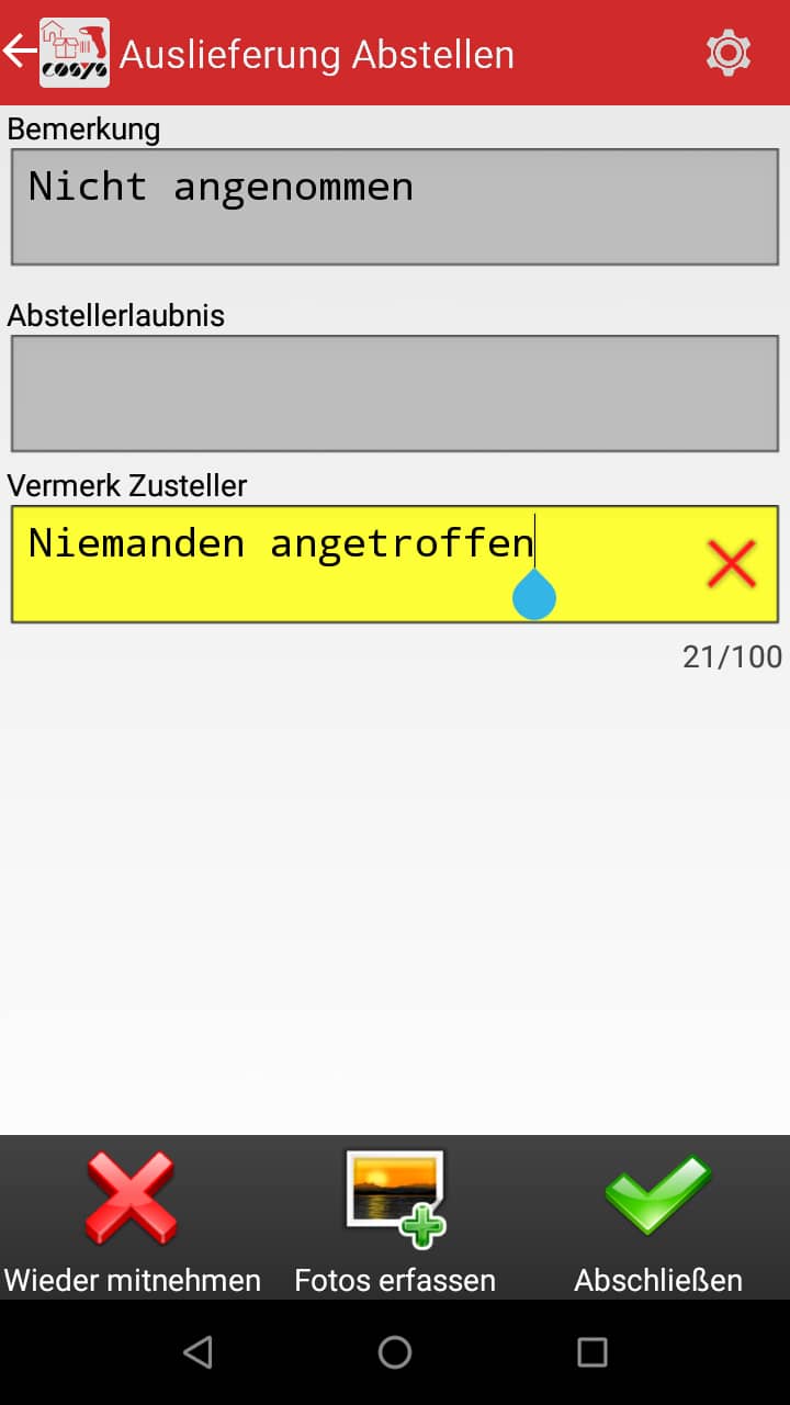 Wareneingang Artikelübersicht Android Software von COSYS