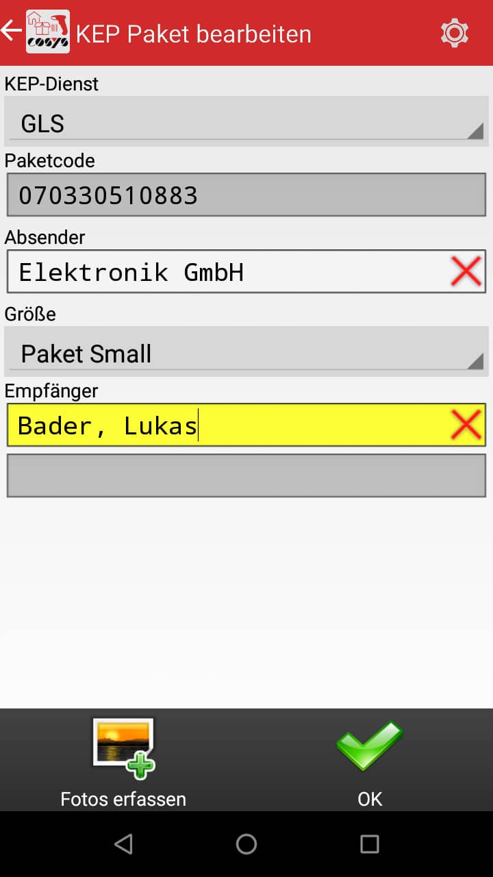 Wareneingang Artikelübersicht Android Software von COSYS