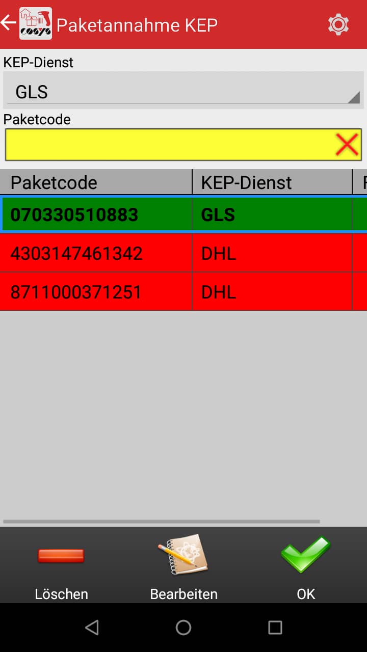 Wareneingang Artikelübersicht Android Software von COSYS